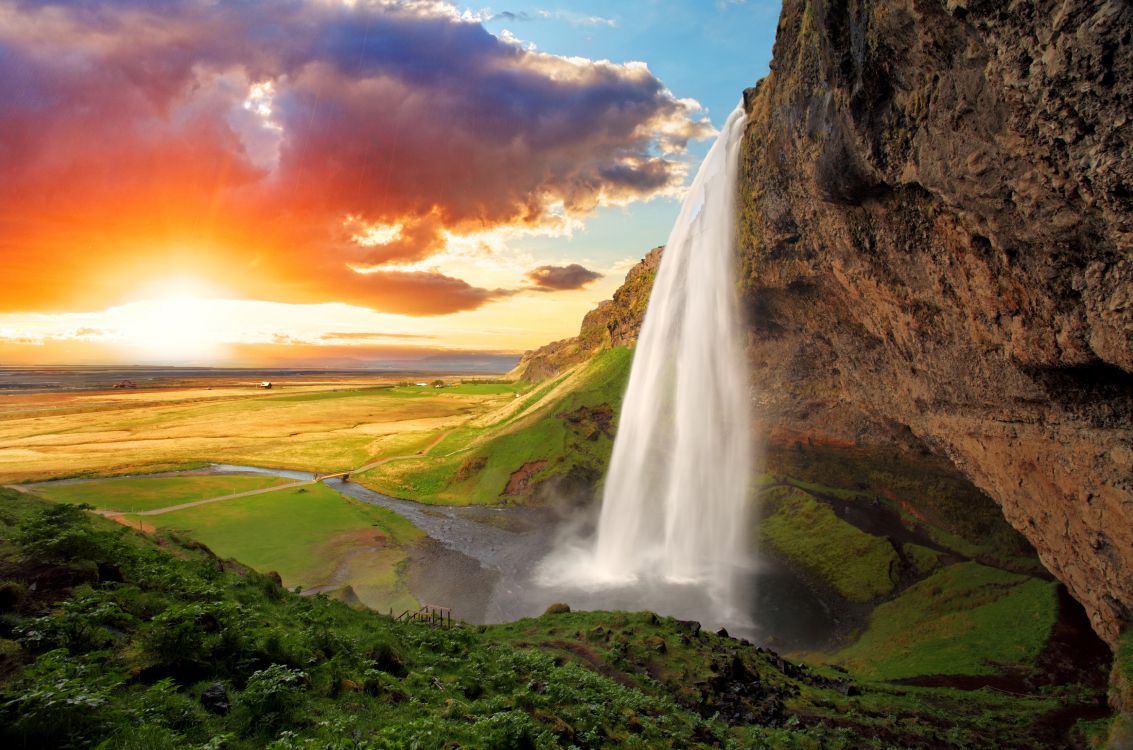 Islande de Seljalandsfoss, Seljalandsfoss, Skgafoss, Cascade, Thrsmrk. Wallpaper in 8000x5295 Resolution