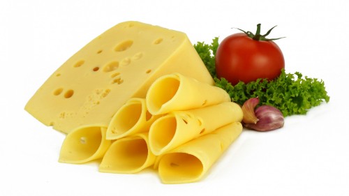 Image sliced cheese and green vegetable