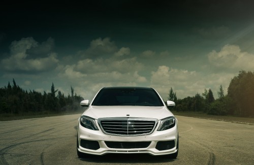 Image white mercedes benz car on road during night time