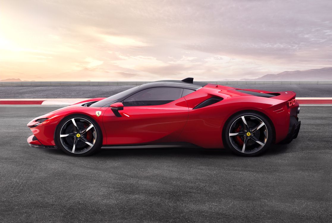 Red Ferrari 458 Italia on Gray Asphalt Road. Wallpaper in 5225x3508 Resolution