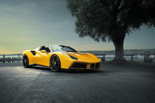 Image yellow ferrari 458 italia on road