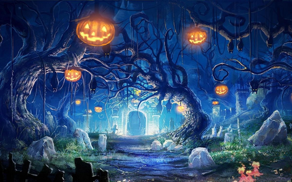 Malerei, Halloween, Dunkelheit, Nacht. Wallpaper in 1920x1200 Resolution