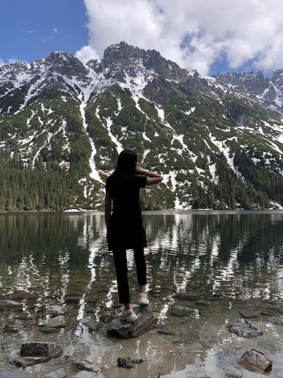 reflection, water, body of water, winter, mountainous landforms