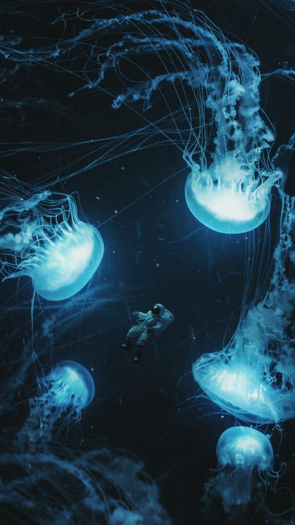 水母, 液体, 海洋无脊椎动物, 性质, Azure 壁纸 1080x1920 允许