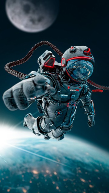 Image astronaut, art, space, illustration, electric blue
