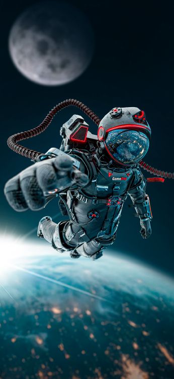 宇航员, 艺术, 空间, 电蓝色的, 图行动 壁纸 1080x2340 允许