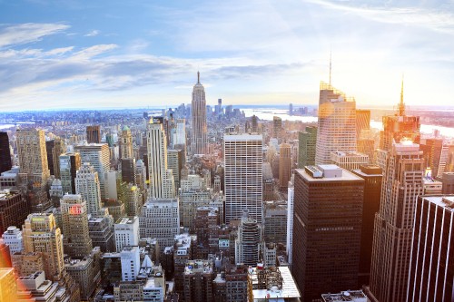 Image aerial view of city buildings during daytime