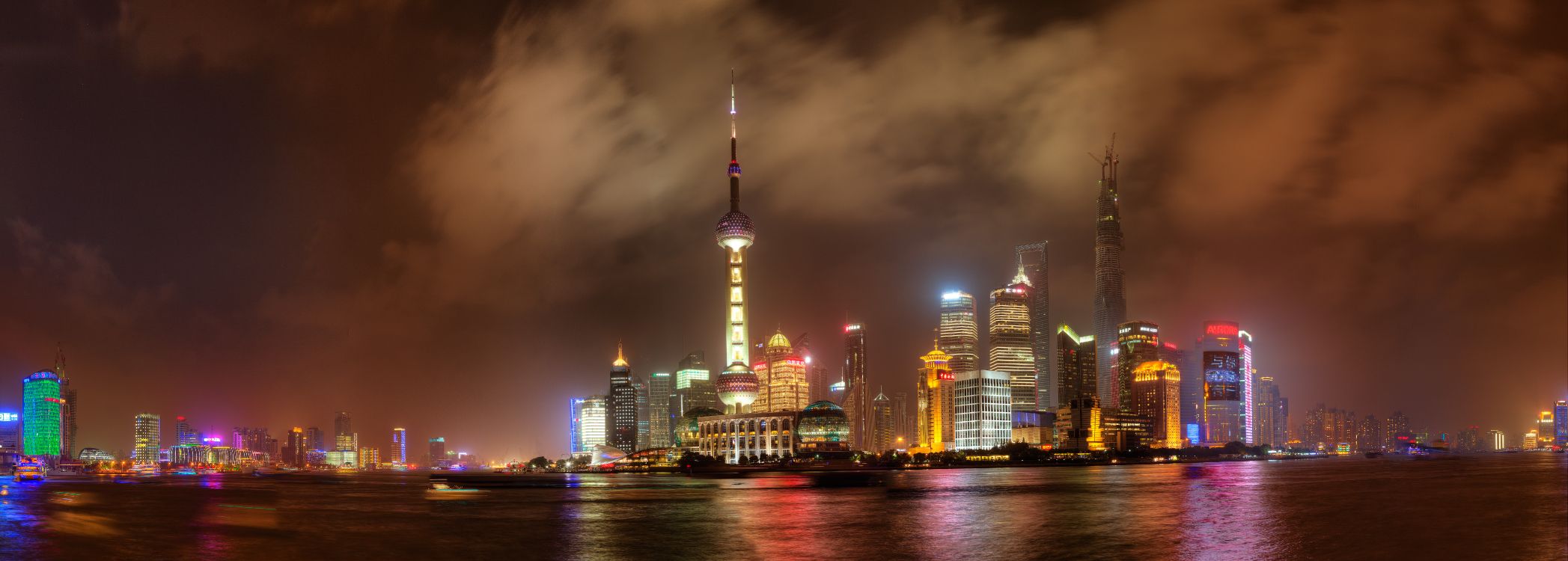 Horizon de la Ville Pendant la Nuit. Wallpaper in 8380x3000 Resolution