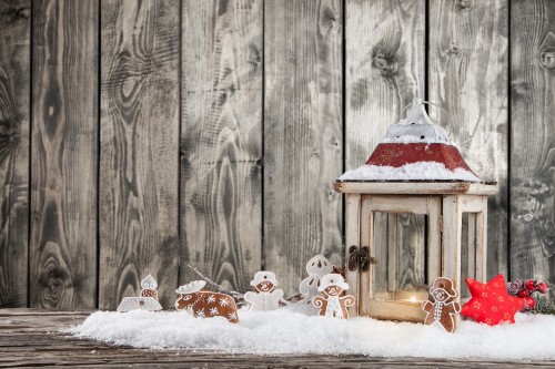 Image Christmas Day, lantern, christmas lights, snow, winter