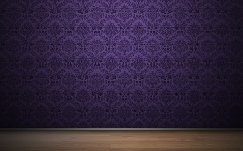 Image purple and black textile on brown wooden table