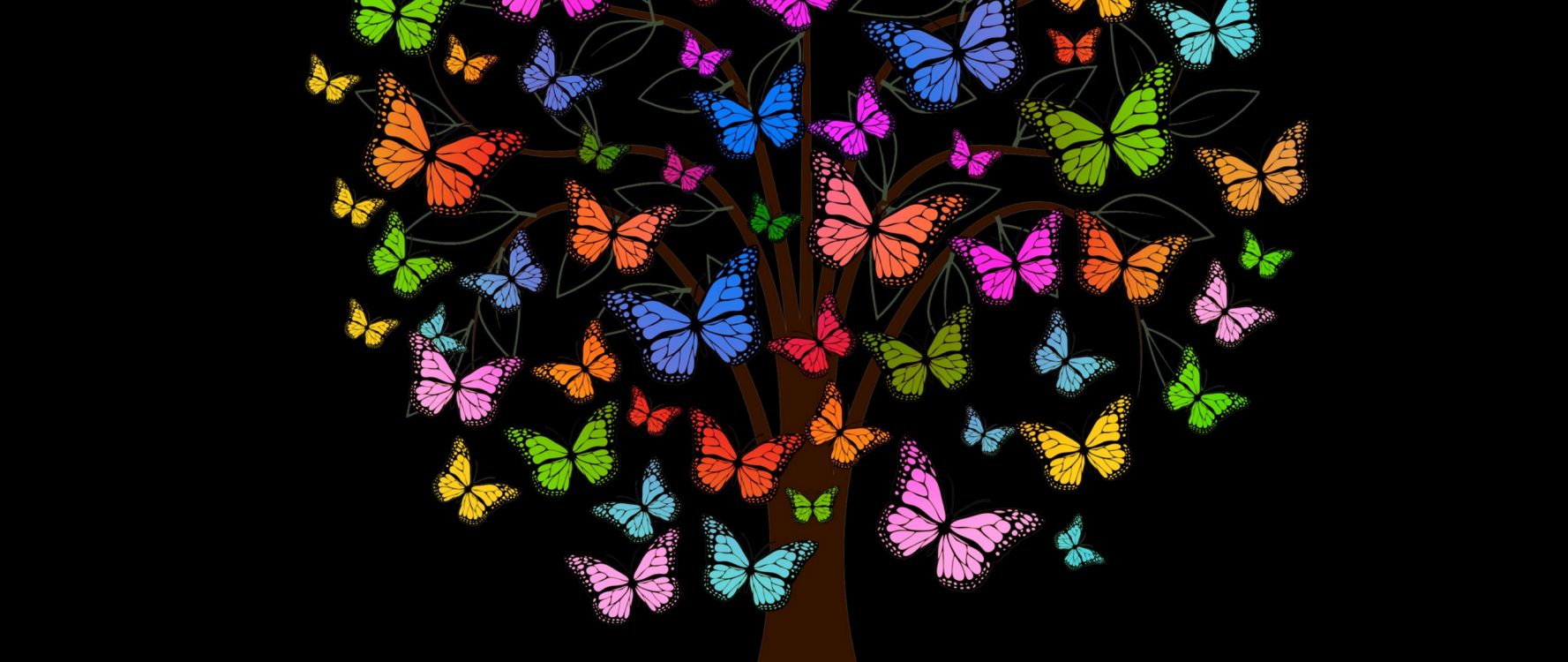 飞蛾和蝴蝶, 创造性的艺术, 帝王蝶, 昆虫, 艺术 壁纸 2560x1080 允许