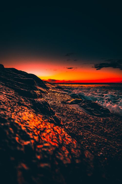 sunset, sunrise, horizon, afterglow, nature