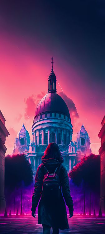 Künstliche Intelligenz, Smartphone, Cloud, Purpur, Pink. Wallpaper in 2160x4800 Resolution