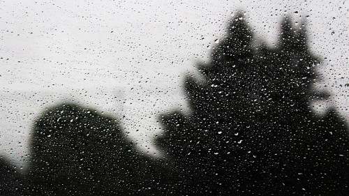 Image water droplets on glass panel