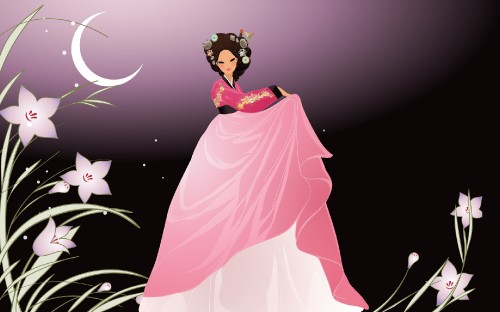 Image woman in pink dress illustration