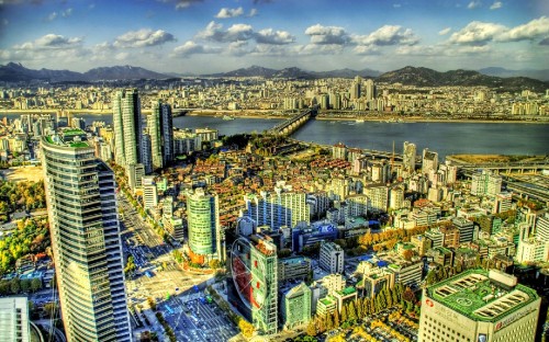 Image aerial view of city buildings during daytime