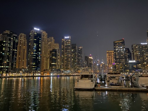 Image dubai, Dubai Marina, night, tower block, metropolis