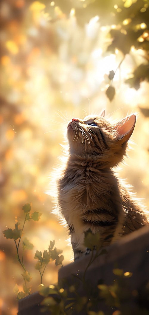 Image cat, plant, window, leaf, felidae
