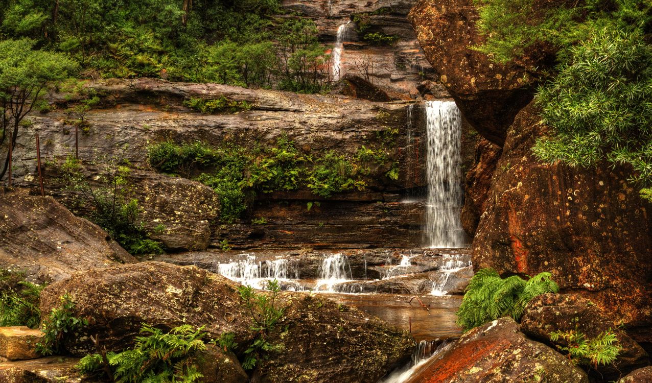 el Agua Cae en Medio Del Bosque. Wallpaper in 5200x3055 Resolution