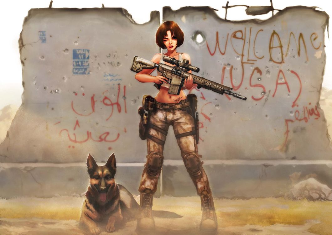 看门狗, 厚厚的土, 女孩的枪, 武器, 虚构的人物 壁纸 3508x2480 允许