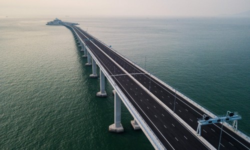 Image white wooden bridge over the sea