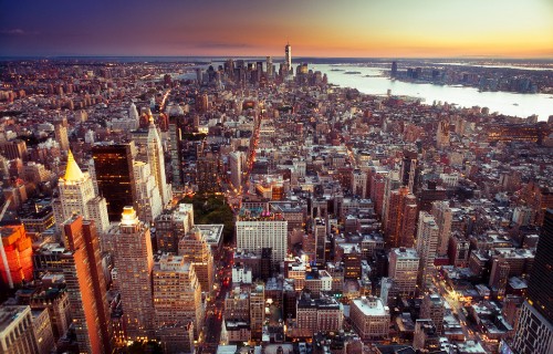 Image aerial view of city buildings during daytime