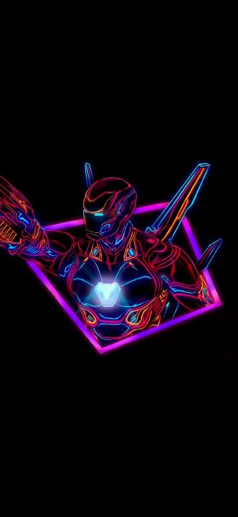 El Efecto Visual de la Iluminación, Iron Man, Marvel Comics, Diseño Gráfico, Superhéroe. Wallpaper in 1080x2340 Resolution