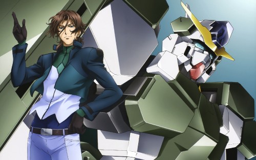 Image woman in blue blazer and white pants anime character