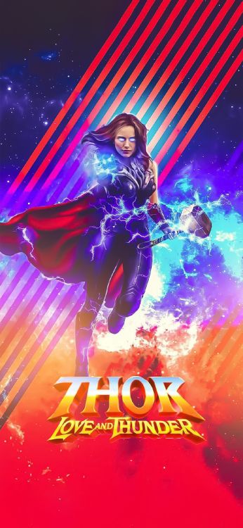 Thor Love and Thunder, Jane Foster, Chris Hemsworth, Thor, Marvel Cinematic Universe. Wallpaper in 1170x2532 Resolution