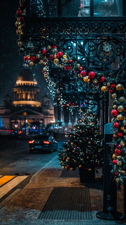 Décoration de Noël, Les Lumières de Noël, Arbre de Noël, Londres, Fenêtre. Wallpaper in 1440x2560 Resolution