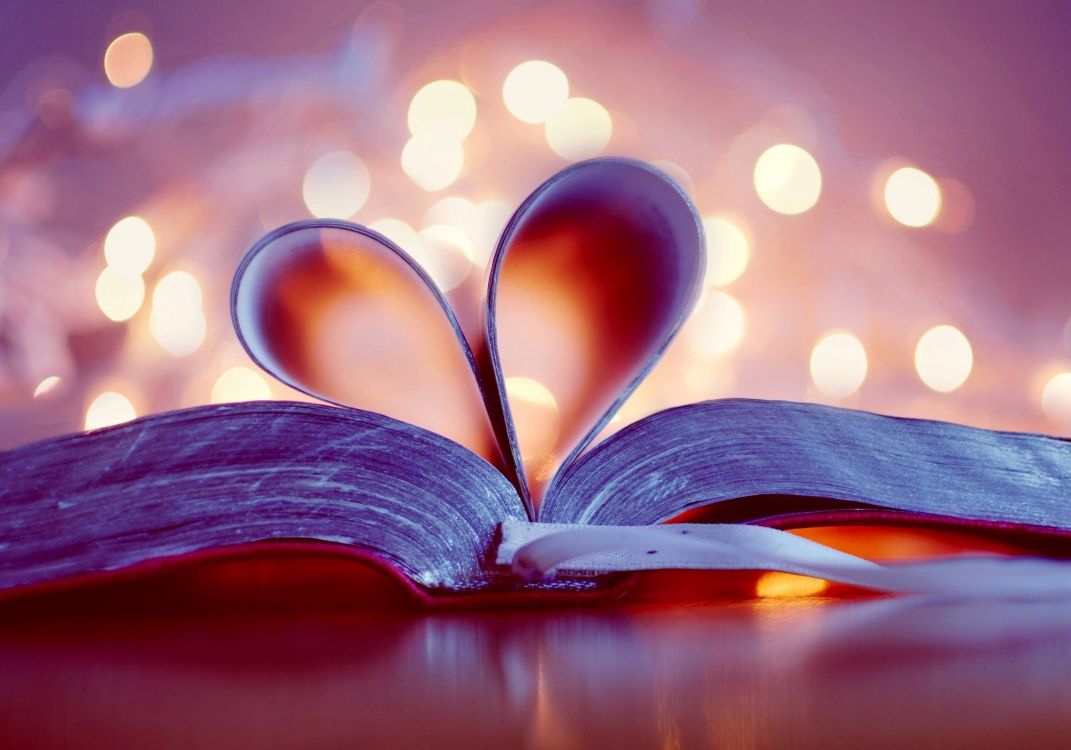 Red Book Page With Heart Shaped Light. Wallpaper in 3000x2100 Resolution