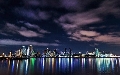 Image city skyline during night time