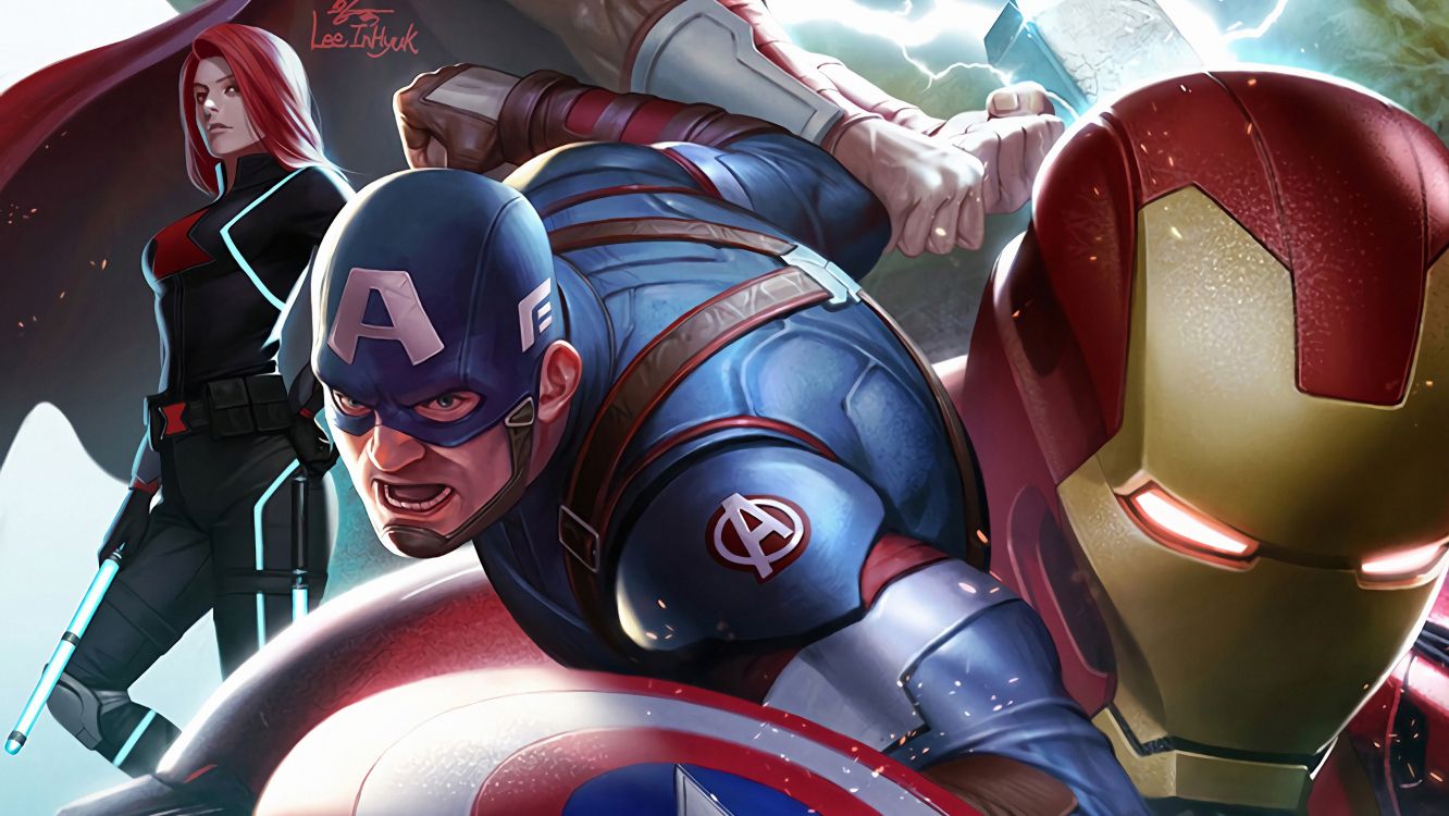 复仇者, 复仇者的残局, Thanos, 绿巨人, 黑寡妇 壁纸 3368x1895 允许