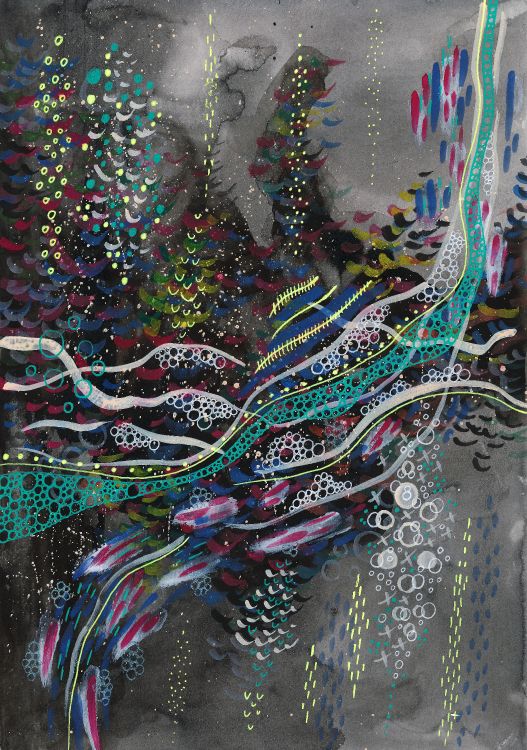 Peinture Abstraite Bleu Vert et Blanc. Wallpaper in 4864x6918 Resolution