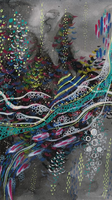 Image blue green and white abstract painting