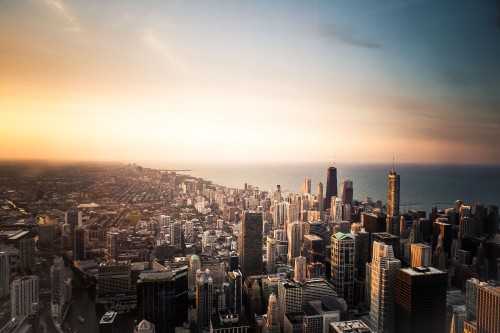 Image aerial view of city buildings during daytime