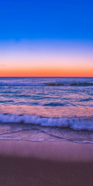 Sunset, Sea, Beach, Coast, Horizon. Wallpaper in 1500x3000 Resolution