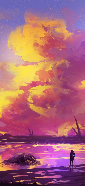 Concept Art, Art, Illustration, Atmosphère, Afterglow. Wallpaper in 1080x2340 Resolution