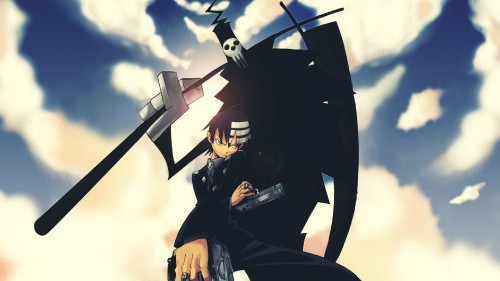 Image soul eater, black hair, sky, soul eater evans, death