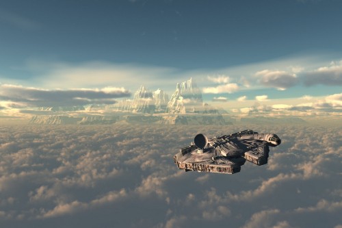 Image Millennium Falcon, star wars, cloud, atmosphere, landscape