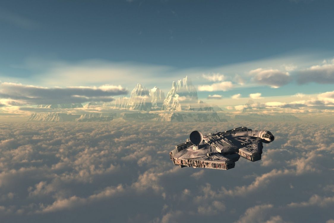 Millennium Falcon, star wars, cloud, atmosphere, landscape