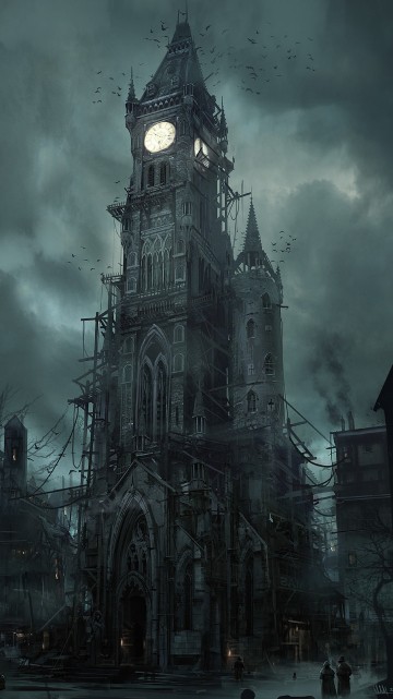 Image art, spire, architecture, darkness, building