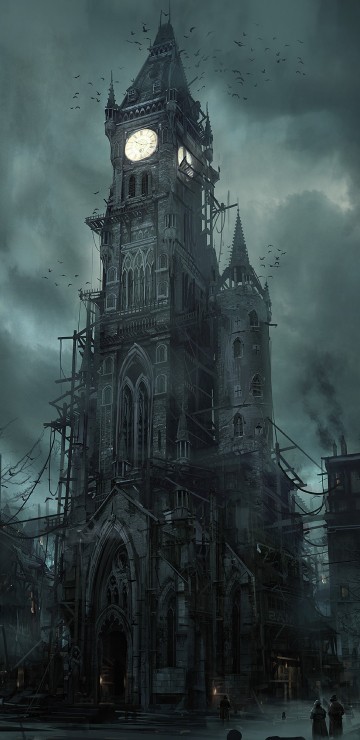 Image art, spire, architecture, darkness, building