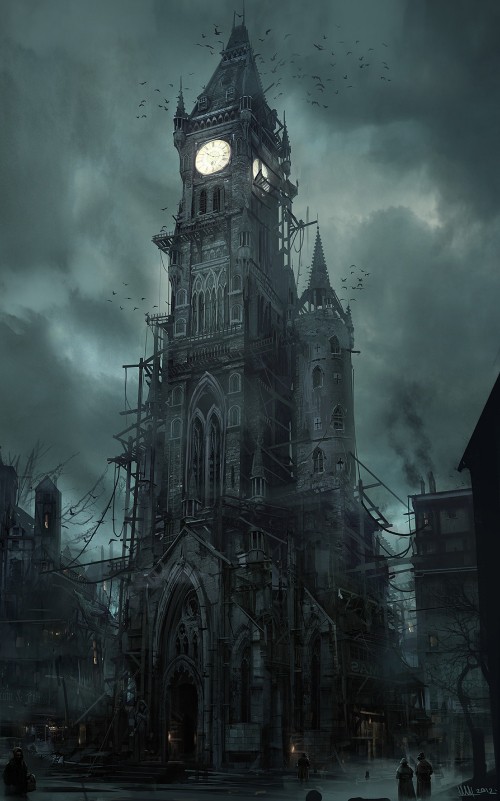 Image art, spire, architecture, darkness, building