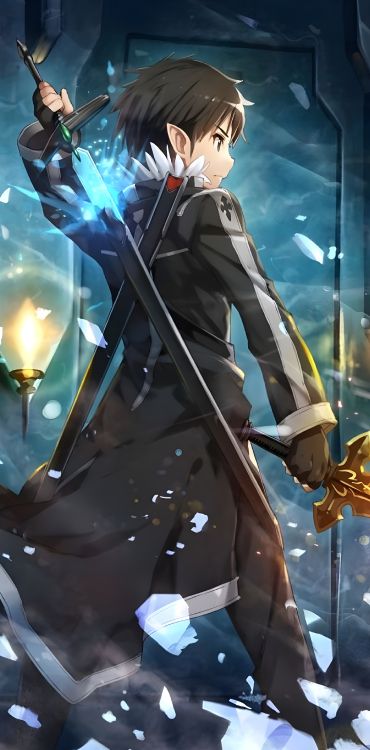 Anime Kirito, Kirito, Asuna, Cartel, de Dibujos Animados. Wallpaper in 2532x5120 Resolution