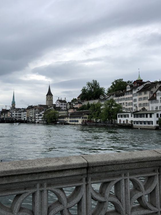 Limmat, cloud, waterway, spire, steeple