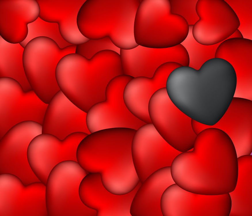 Heart, Black, Red, Valentines Day, Petal. Wallpaper in 7000x6000 Resolution