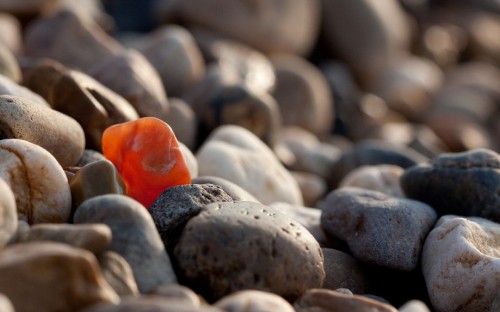 Image orange and white pebbles on the ground