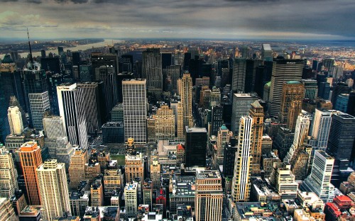 Image aerial view of city buildings during daytime