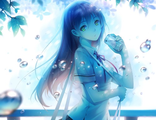 Image blue haired female anime character